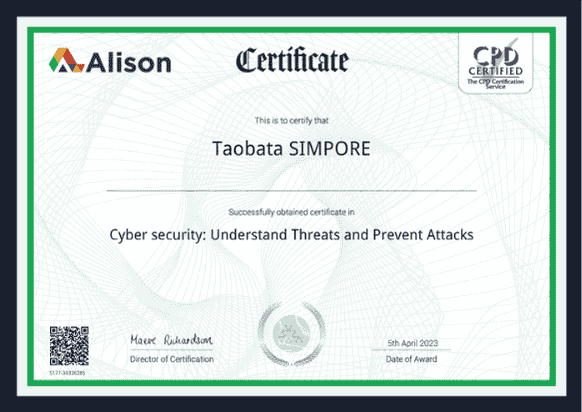cybersecuity certificate image