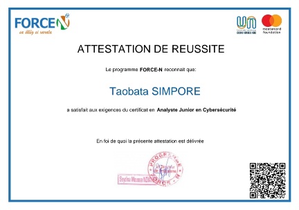 Analyste Junior en Cybersécurité par FORCE-N