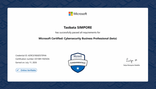 Microsoft Certified: Cybersecurity Business Professional (beta)